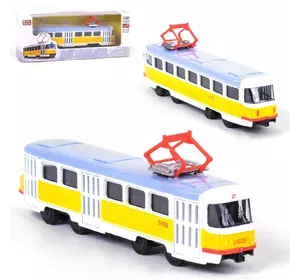 Трамвай металлопластиковый Kimi с инерционным механизмом Бело-желтый 6988600091120