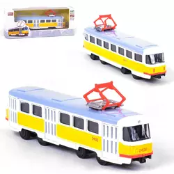 Трамвай металлопластиковый Kimi с инерционным механизмом Бело-желтый 6988600091120