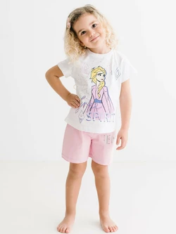 Костюм (футболка, шорты) Frozen 98 см (3 года) Disney FZ18124 Бело-розовый 8691109891044