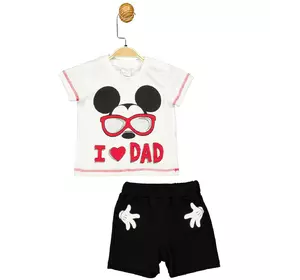 Костюм (футболка, шорты) Mickey Mouse 68-74 см (6-9 мес) Disney MC17260 Бело-черный 8691109873705