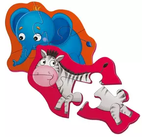 Магнитные мягкие пазлы Слон и Зебра Vladi Toys 6 элементов 4820195058855