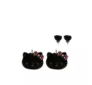 Серьги-пусеты Hello Kitty Sanrio Черно-розовый 4045316474844