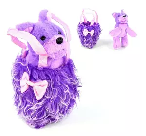 Мягкая игрушка собачка в сумочке Kimi фиолетовая 21 см 70809048