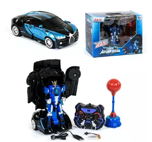 Машина-трансформер на радиоуправлении Kimi автобот-боксёр со световым и звуковым эффектом Черно-синяя