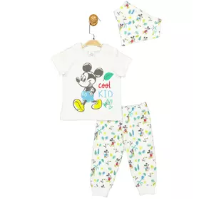 Костюм (футболка, штаны, бандана) Mickey Mouse 62-68 см (3-6 мес) Disney MC17248 Белый 8691109874252