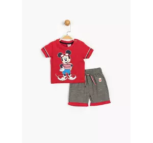 Костюм (футболка, шорты) Mickey Mouse Disney 12-18 мес (80-86 см) красно-серый MC15454
