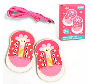 Деревянная Шнуровка Kimi Розово-красный 6900077468731 Деревянная Шнуровка Kimi Розово-красный 6900077468731