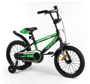 Велосипед Corso 16" Черно-зеленый 6800083163125