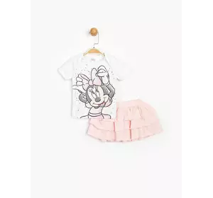 Костюм (футболка, юбка) Minnie Mouse Disney 12-18 мес (80-86 см) бело-розовый MN15523