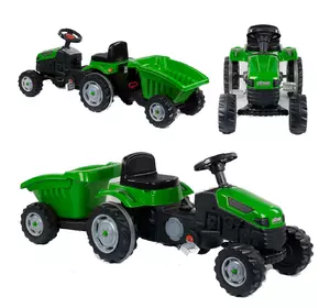 Веломобиль-трактор с прицепом Alpha со световым эффектом Черно-зеленый 2000000030951