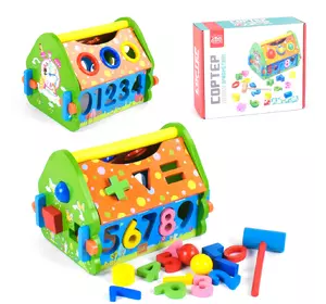 Деревянный домик-сортер Kimi арифметика Разноцветная 6945717433823 Деревянный домик-сортер Kimi арифметика Разноцветная 6945717433823