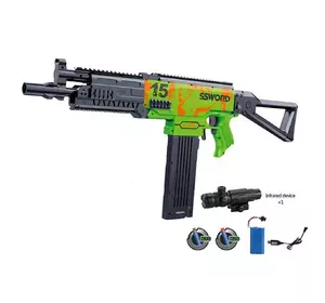 Автомат 30 мягких патронов Kimi с лазером Черно-зеленый 6965063410026 Автомат 30 мягких патронов Kimi с лазером Черно-зеленый 6965063410026