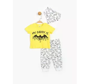 Костюм (футболка, штаны, бандана) Batman DC Comics 12-18 мес (80-86 см) желто-белый BM15571