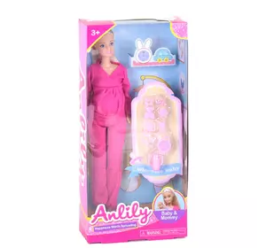 Беременная кукла 28 см Kimi с аксессуарами Разноцветная 6990298434677
